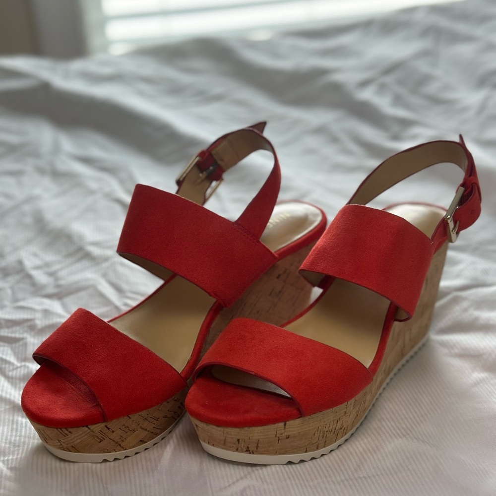 Nine West Suede Platform Wedge Sandals NWOT